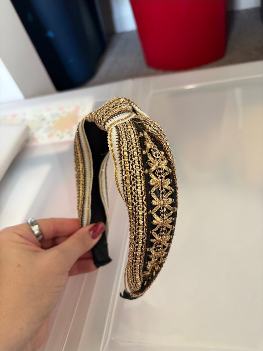 Embellished Black & Gold Headband